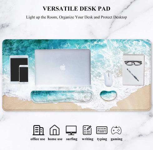 LATEEFAH Large 4-in-1 Extended Mouse Pad with Wrist Support, Non-Slip Desk Mat Protector, Ultra Thick Blotter