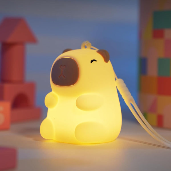 Myratts Mini Capybara Night Light, 7 Colors Dimmable Bedside Lamp, Touch Control Night