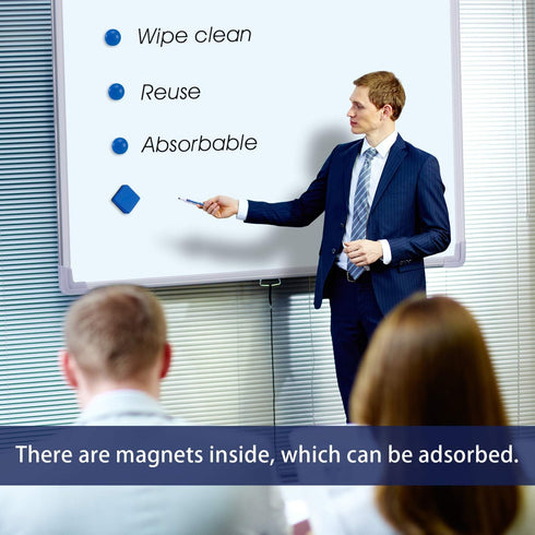 Favourde 48 Pack Magnetic Whiteboard Dry Eraser Cleansers for Classroom, Home and Office (Blue)