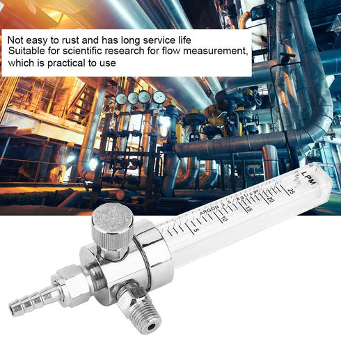 Gas Flow Meter, WL-12 Tube Type Copper Chrome Plated Air Gas Flowmeter, NPT 1/4 Inlet Thread