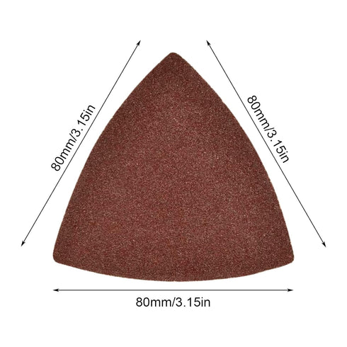 60 Grit Triangular Multitool Sandpaper, 80mm Wood Sanding Paper Fit 3-1/8 Inch Oscillating Multi Tool Sanding Pads, Pack of 20