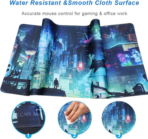Extended Gaming Mouse Pad, Portable Mat for Keyboard & Mouse with Stitched Edges, 90x40