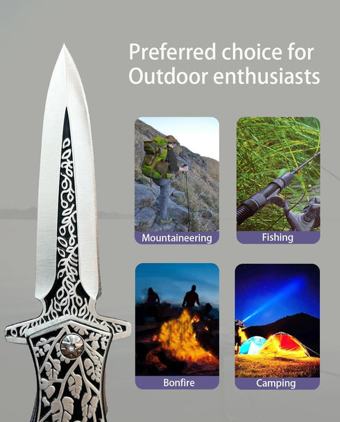 Folding Knife Stainless Steel Blade - 3D Retro Embossed Pattern, Pocket Clip for Men