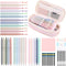 SKYDUE 44Pcs Aesthetic School Supplies, Big Capacity Pencil Case, 12 Highlighters, 11 Gel Pens, College Essentials