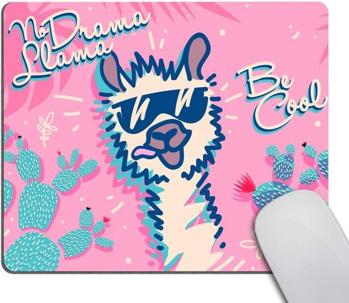 Smooffly No Drama Llama Mouse Pad, Cute Cartoon Llama with Motivational Quote, Gaming Mouse Pad 9.5 X 7.9 Inch