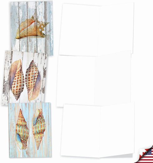 The Best Card Company - 10 Blank Note Cards with Envelopes (4 x 5.12 Inch) - Bulk All Occasion Cards Boxed - Driftwood