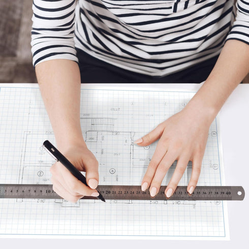 Graph Paper Pad for Blueprint Drawings, 8.5x14 Quadrille Grid Paper, 50 Sheets (5-Pack)