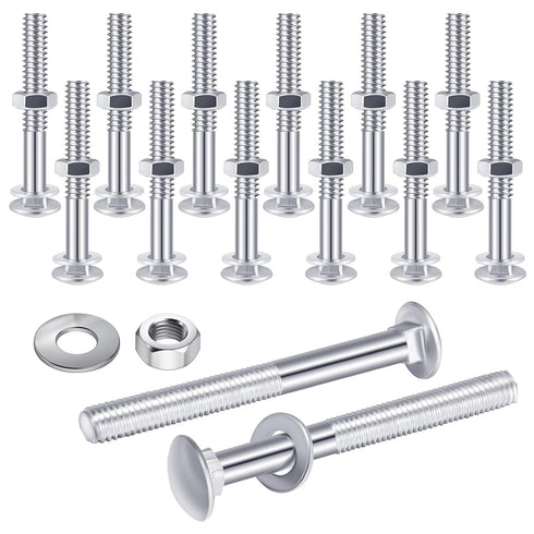 Zonon 12 Sets Galvanized Carriage Bolt Kit, Rust Resistance Bolts, Washers, and Nuts for Fastening Accessories
