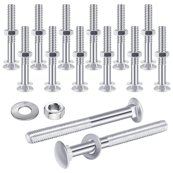 Zonon 12 Sets Galvanized Carriage Bolt Kit, Rust Resistance Bolts, Washers, and Nuts for Fastening Accessories