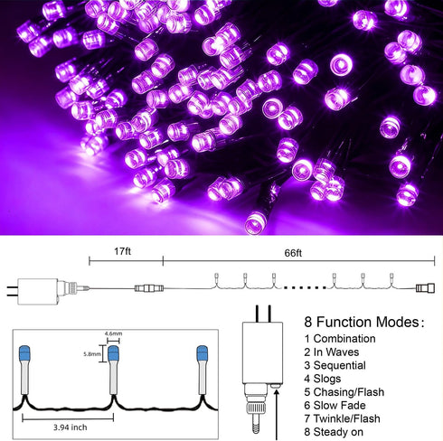 66ft 200 8 HOME LIGHTING Halloween Decorative Mini Lights, LED Green Wire Fairy Starry String Lights Plug in, Lighting