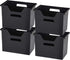 IRIS USA Large Portable Desktop File Box, 4 Pack with Open Lid, Side Handles for Letter Size, Black