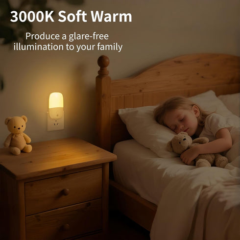 Aerkersun Dimmable (2 Pack) Night Light Plug in with On/Off Switch, Auto Dusk to Dawn Sensor LED Nightlights