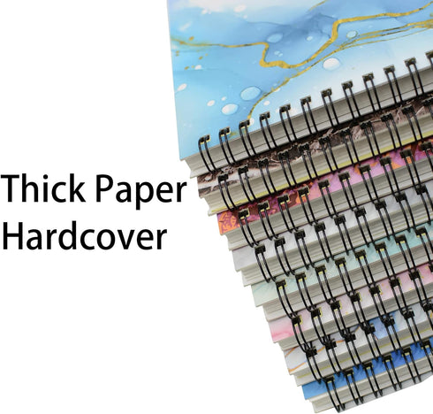 Yansanido Spiral Notebook – 8 Pcs A5 Marble Design, Thick Hardcover, 80 Sheets, 160 Pages, College Ruled Journals