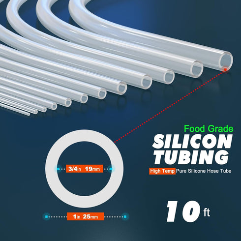 ZHANXUBIO (3/4"x1"-19x25mm, 10 Silicon Tubing,Food Grade Silicon Tubing,aquarium tubing,drip irrigation tubing,High