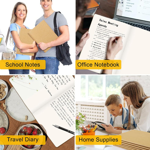 EUSOAR Blank Journal Notebook, 3 Packs Large A4 8.5" x 11", 40 Sheets/80 Pages, 100gsm Thick Paper Kraft Sketchbook for