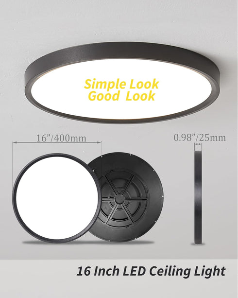 Bright Future Lighting 1Pack 16 Inch Dimmable Panel,32W 3840LM,2700K-6000K Remote Control LED Flush Mount Ceiling Light