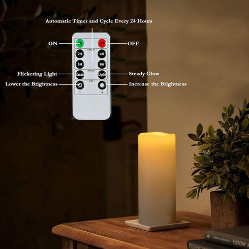 4" 10" Set 2 Homemory x Large Waterproof Outdoor Flameless Candles, Battery Operated LED Pillar Candles with Remote