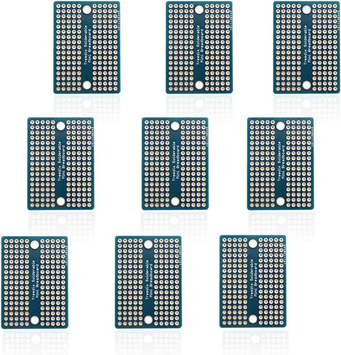 9pcs Mini Solderable BreadBoard PCB Prototype Shield Board, Double Sided Tinned Gold Plated for Arduino