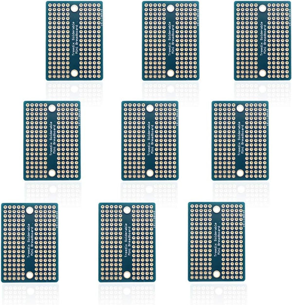 9pcs Mini Solderable BreadBoard PCB Prototype Shield Board, Double Sided Tinned Gold Plated for Arduino