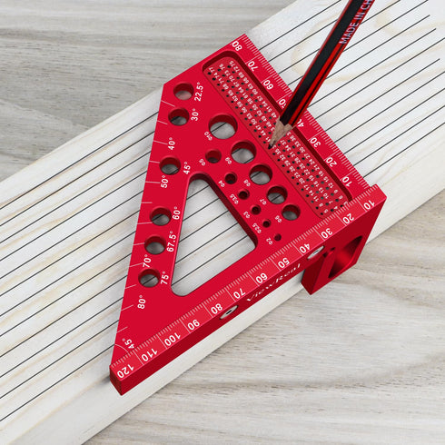 Versatile Carpenter Square Scribing Ruler, 3D Multi-Angle Measuring Tool with Angle Pin for Woodworking