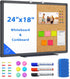 maxtek Combination White Board & Bulletin Cork Board, 24 x 18 Magnetic Dry Erase Board with Black Aluminum Frame