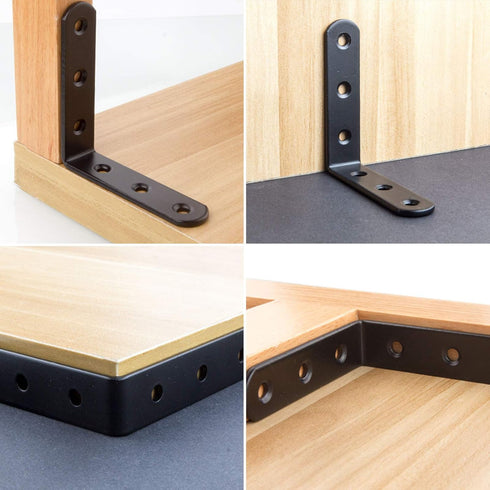 16 4" 4" 3MM PCS Black L Brackets for Wood, x Corner Bracket Heavy Duty L Corner Brace Metal Right Angle Brackets