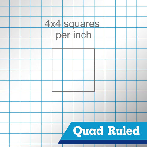 Graph Paper Note Pads, Quad Ruled (4x4) Paper pad, 8.5x11 inch Grid Notebook Paper Pad, White Paper Graph Legal Pads, 2 Pads of 50 Sheets, Micro perforated Engineering Paper Notebook, Made