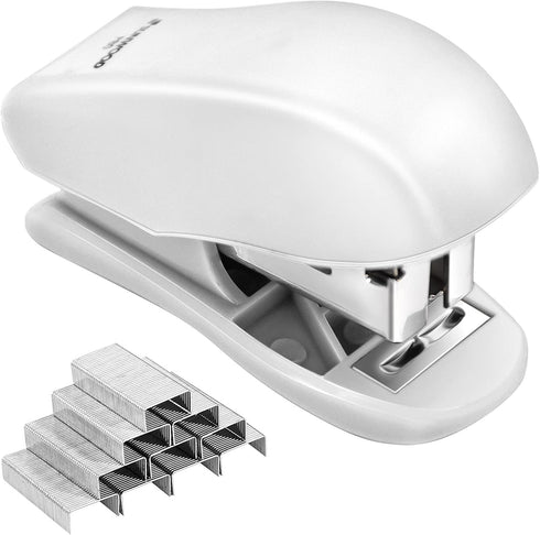 Mini Stapler with Staples, 25 Sheet Capacity, Small Stapler with 640 Standard Staples, Cute Travel Size, White