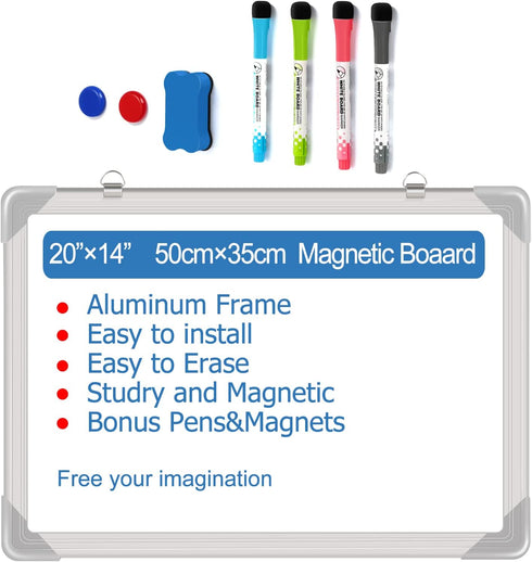 Message White Board 24" x 16" Small Dry Erase Calendar for Wall, Portable for Drawing and Teaching Memo