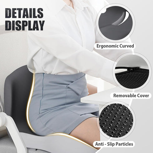Pressure Relief Seat Cushion, for Long Sitting Hours on Office & Home Chair, Memory Foam L-Shaped Integrated Seat