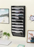 EasyPAG Hanging Wall File Organizer - 10 Tier Mesh Office Mail Paper Holder, Black