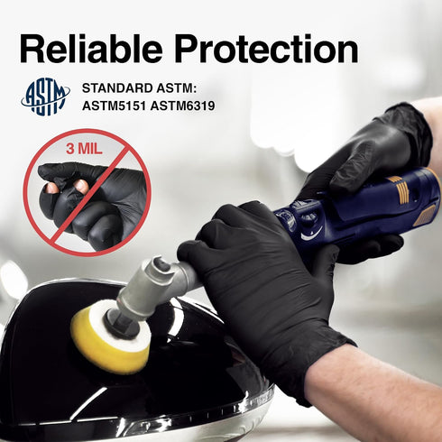 5 Schneider Black Nitrile Exam Gloves, Mil Disposable Gloves, Latex Free & Powder Free, for Medical, Cleaning, Food