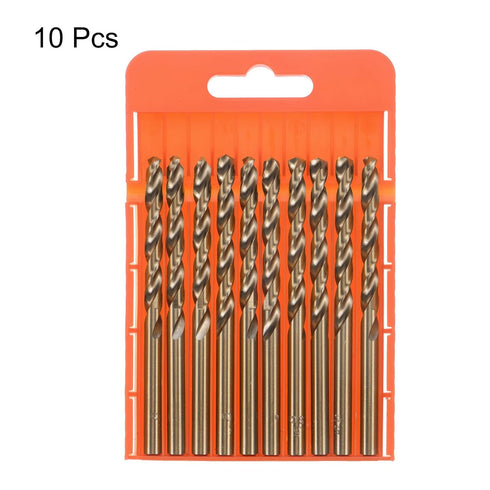 10pcs Cobalt Jobber Drill Bits 5.3mm / 0.209" M35 High Speed Steel HSS Twist Drilling Bit Tool