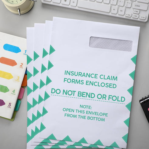 Gueevin 100 Pcs CMS 1500 Claim Forms Envelopes Large Security Window Envelopes for Insurance Claim Mailing