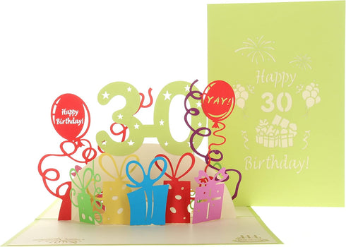 iGifts And Cards Happy 30th Birthday 3D Pop Up Greeting Card - Unique Gift for Thirty, Celebration for Husband, Wife,