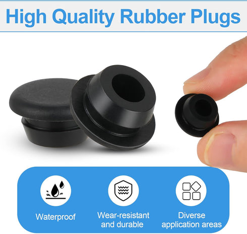 10 Pcs 10mm Rubber Hole Plug, Black Silicone Round Snap-in Type Locking Furniture Hole Plug Protective Cover