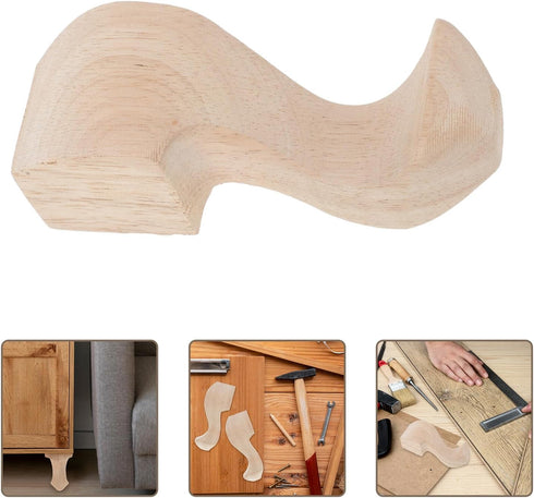 4pcs Set, 15x6cm Solid Wood Carved Furniture Legs Wooden Table and Sofa Feet, Classic European Style, Sturdy Wood Legs