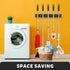 IMILLET Wall Mount Broom Holder, Wood Organizer with 5 Racks and 4 Hooks for Laundry Room and Home Storage