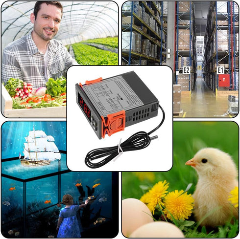 Digital LCD Temperature Controller 10A DC 24V Thermostat STC-1000 with 1m NTC Sensor, Heater Cooler Regulator