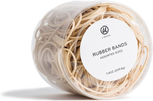 U Brands Rubber Band Tub, Office Organization Supplies, 600 Count for Home and Office