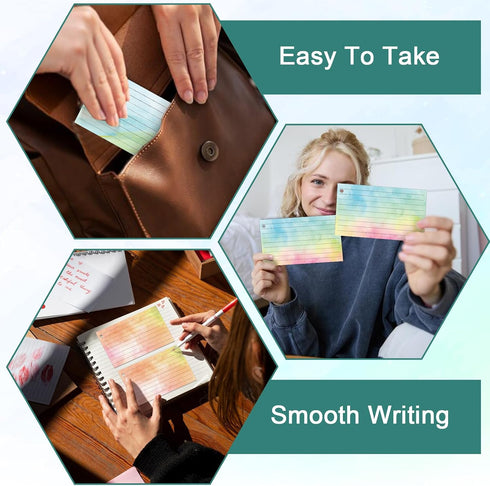 DOSTATNI 500 3x5 PCS Colored Index Cards with Hole Lined Flash Cards with Binder Rings Watercolor Notecards with Rings