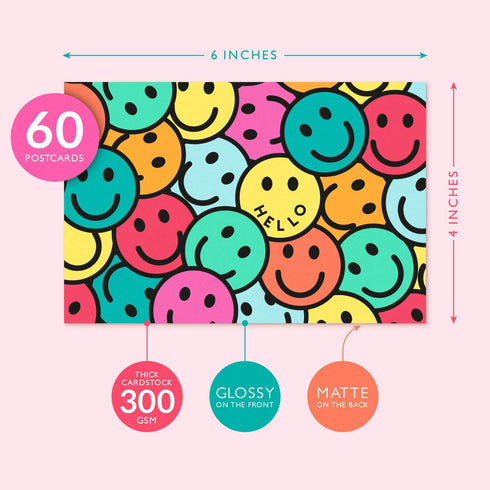 Sweetzer & Orange Hello Postcards Pack, 60 Greeting Slips, 4x6 Gratitude for Kids & Adults