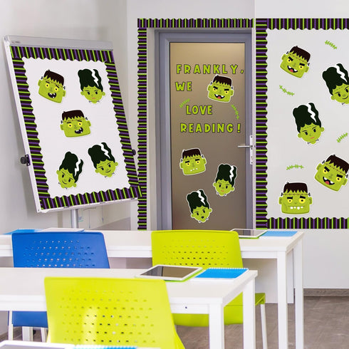 Haooryx 118Pcs Green Monster Bride Bulletin Board Decoration Set, Character Cutouts for Christmas Home Theme Party