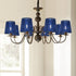 Shades,Set 6,Small Barrel,5.2"4"H5.2", BULB,Navy LAMPWELL KORA Clip-on Chandelier Lamp of Organzy Ribbon