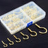 120Pcs Metal Screw-in Ceiling Hooks Kit, 6 Sizes, Gold Self-Tapping Cup Hooks for Home/Workplace/Office
