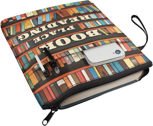 Fuxowvby Book Sleeve for Hardcover Bookshelf Print Book Covers for Paperbacks Protector Pouch with Zipper Storage