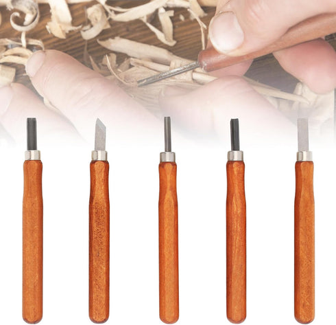 5 Pcs Wood Carving Knife Set, HSS Blades and Quality Wood Handle for DIY Sculpture