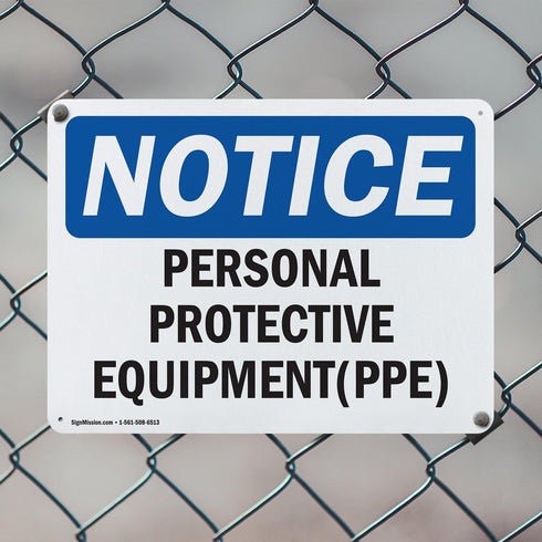 (2 Pack) Personal Protective Equipment (PPE) OSHA Notice Sign 18" X 12" Indoor/Outdoor Rust-Free Aluminum Metal Signs