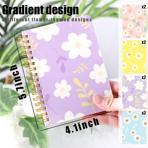 Koogel 8PCS Spiral Notebook Journals - A6 Hardcover Journal Notebooks, 80 Sheets/160 Pages Wirebound Diary Planner
