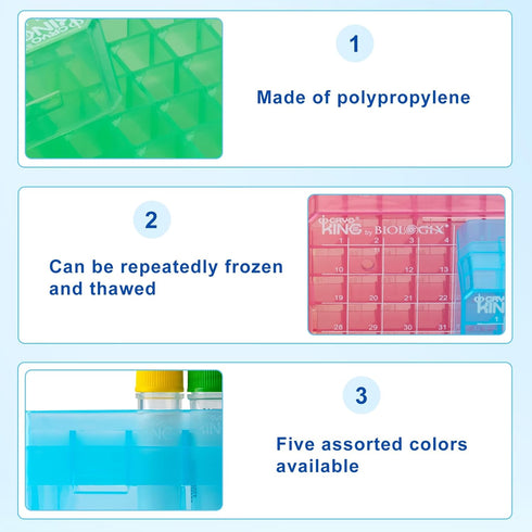 2in 81 Well PP Cryogenic Boxes, Microtube Storage Box, Tube Laboratory Storage Freezer Boxes, 5 Pcs/Pack